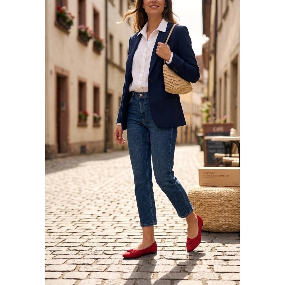 VIVAIA  Red Pointed Toe Bow‎ Loafers Knit Flats EU/38.5 US/7.5